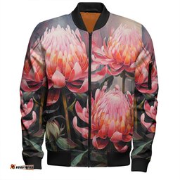 Amazing Aussie Australia Waratah Waratah Oil Painting Abstract Ver3 Bomber Jacket