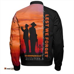 Amazing Aussie Australia Remembrance Day We Shall Not Forget We Will Remember Them Bomber Jacket