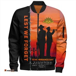 Amazing Aussie Australia Remembrance Day We Shall Not Forget We Will Remember Them Bomber Jacket
