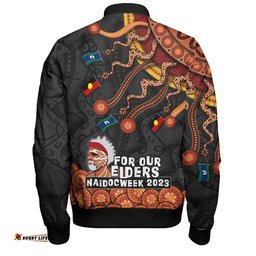 Amazing Aussie Australia Naidoc Week For Our Elders Naidoc Week Snake Aboriginal Painting With Flag Bomber Jacket
