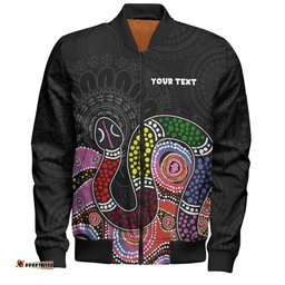 Amazing Aussie Australia Rainbow Serpent Aboriginal Custom Dreamtime Rainbow Serpent Featuring Dot Style Bomber Jacket