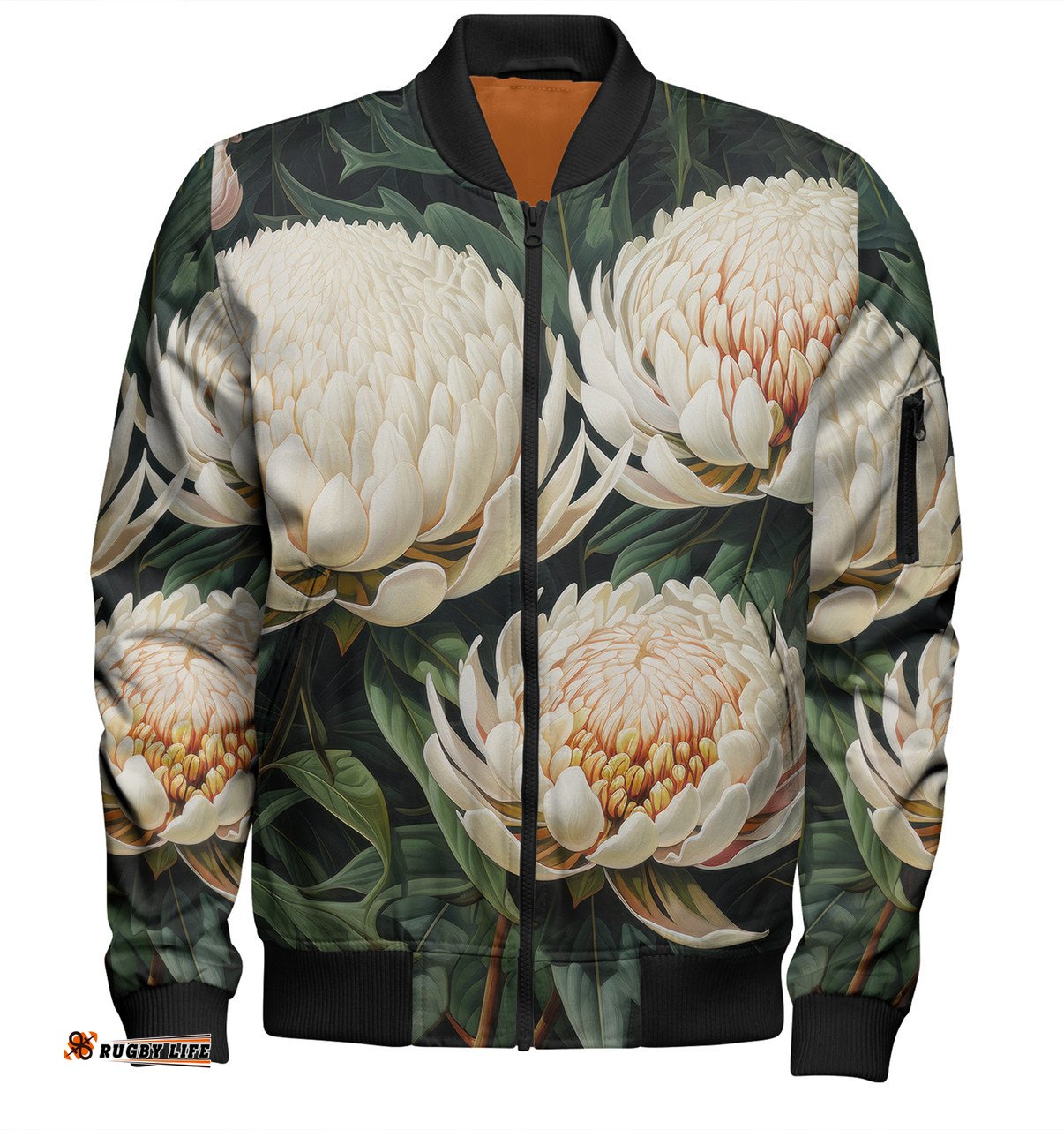 Amazing Aussie Australia Waratah White Waratah Flowers Fine Art Ver2 Bomber Jacket