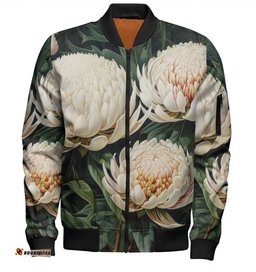Amazing Aussie Australia Waratah White Waratah Flowers Fine Art Ver2 Bomber Jacket