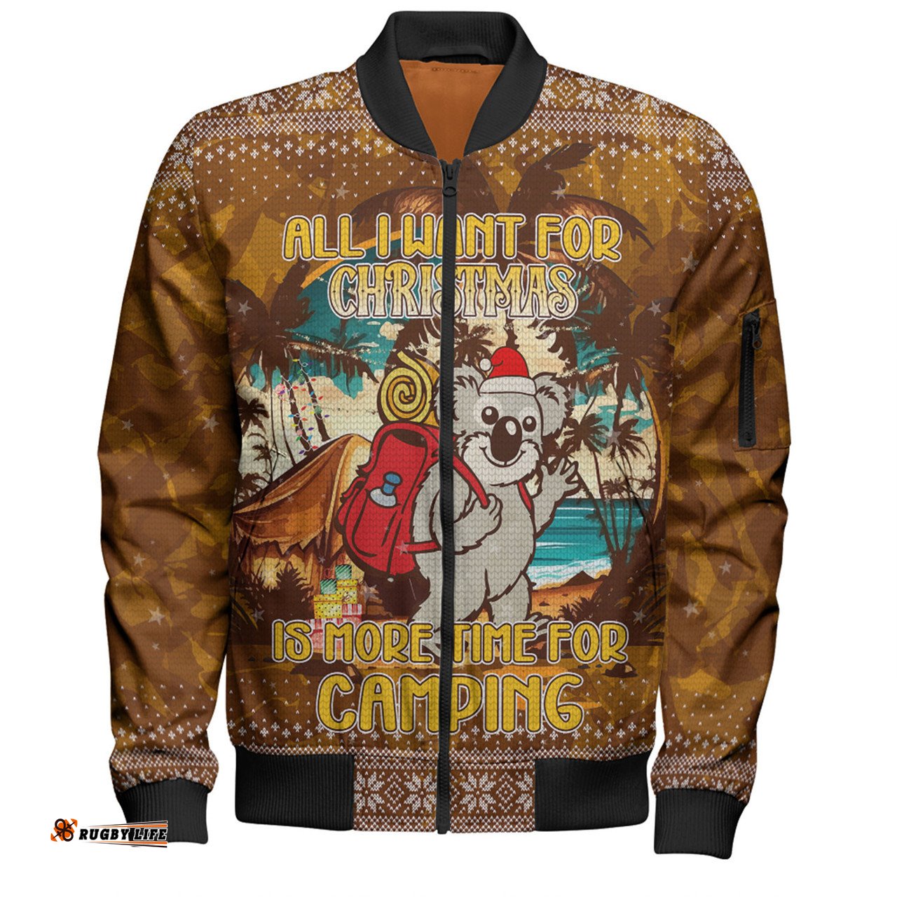 Amazing Aussie Australia Camping Christmas All I Want For Xmas Is More Time For Camping Bomber Jacket