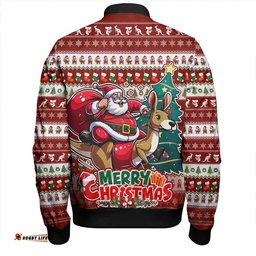 Amazing Aussie Australia Merry Christmas, Santa Claus Riding A Kangaroo Bomber Jacket