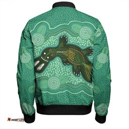Amazing Aussie Australia Aboriginal Green Platypus Aboriginal Art Inspired Bomber Jacket