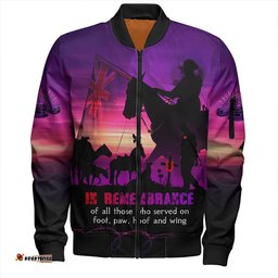 Amazing Aussie Australia Anzac Day In Honour Of All Who Served Bomber Jacket