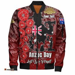 Amazing Aussie Australia Anzac Custom Lest We Forget Red Style Bomber Jacket