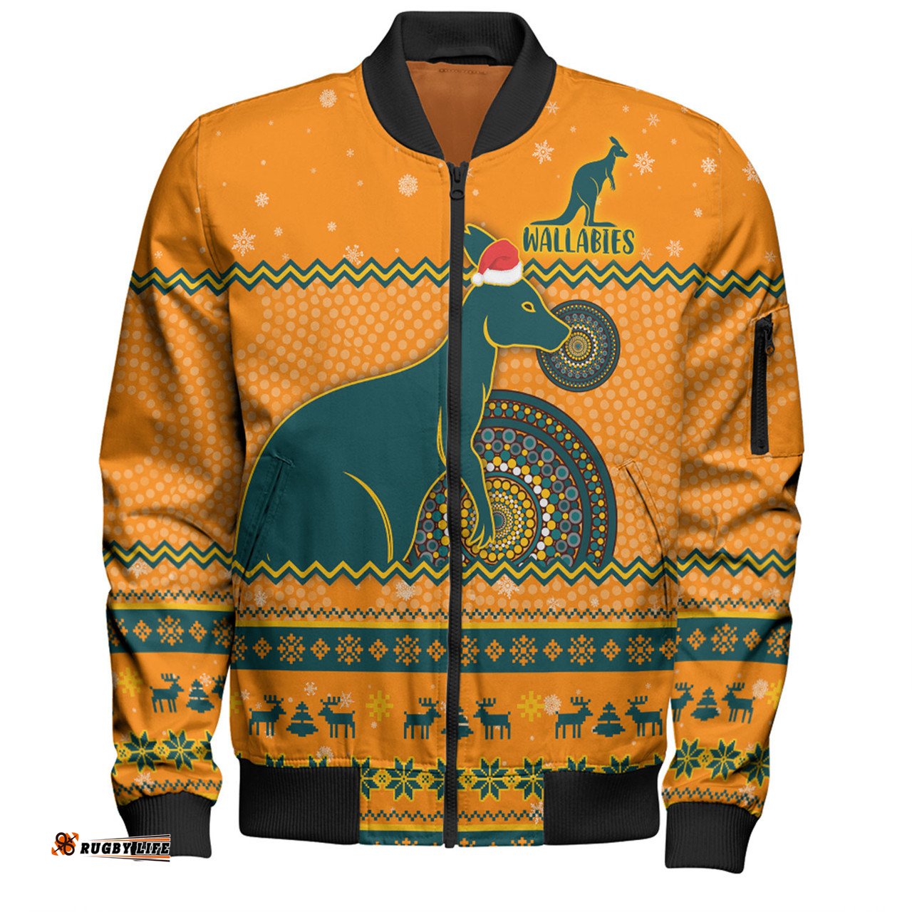 Amazing Aussie Australia Wallabies Christmas Custom Ugly Xmas And Aboriginal Patterns For Die Hard Fan Bomber Jacket