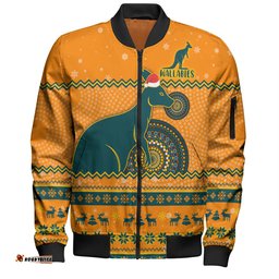 Amazing Aussie Australia Wallabies Christmas Custom Ugly Xmas And Aboriginal Patterns For Die Hard Fan Bomber Jacket