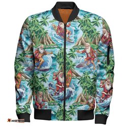 Amazing Aussie Australia Christmas Surfing Funny Santa Surfing Christmas Bomber Jacket