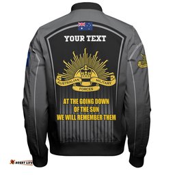 Amazing Aussie Australia Remembrance Day Lest We Forget Special Black Bomber Jacket