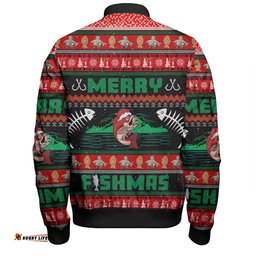 Amazing Aussie Australia Christmas Fishing Custom Merry Ugly Fishmas Bomber Jacket