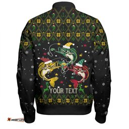 Amazing Aussie Australia Christmas Fishing Custom Merry Fishmas Fishing Ugly Christmas Bomber Jacket