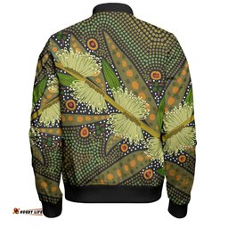 Amazing Aussie Australia Flowers Aboriginal Aboriginal Dot Art Of Australian Native Flower Hakea Sericea Bomber Jacket