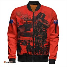 Amazing Aussie Australia Red Legacy Honoring ANZAC Heroes Bomber Jacket