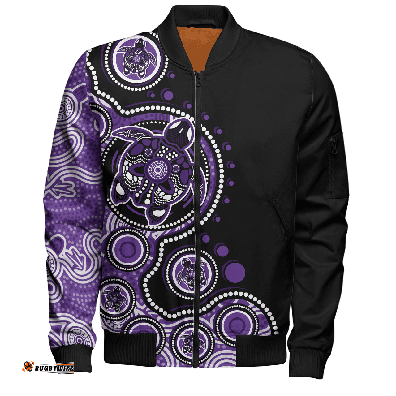 Amazing Aussie Australia Indigenous Turtle Aboriginal Dot Art Purple Bomber Jacket
