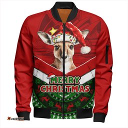 Amazing Aussie Australia Holiday Kangaroo Merry Christmas Bomber Jacket