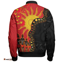 Amazing Aussie Australia Indigenous Dot Painting Inspired By The Aboriginal Flag Bomber Jacket