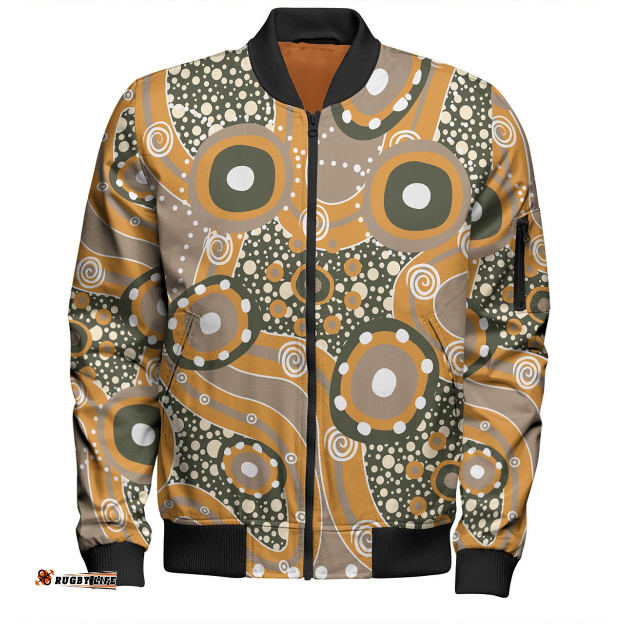 Amazing Aussie Australia Aboriginal Orange Aboriginal Dot Art Inspired Bomber Jacket