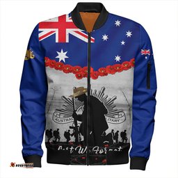 Amazing Aussie Australia Anzac Day Lest We Forget Honoring The Anzac Spirit Bomber Jacket