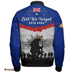 Amazing Aussie Australia Anzac Day Lest We Forget Honoring The Anzac Spirit Bomber Jacket