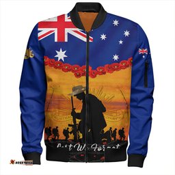 Amazing Aussie Australia Anzac Day Lest We Forget Honoring The Anzac Spirit Bomber Jacket