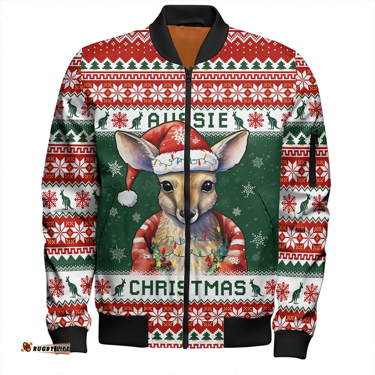 Amazing Aussie Australia Merry Christmas Spirit Kangaroo Edition Bomber Jacket