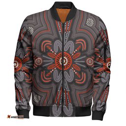 Amazing Aussie Australia Dot Painting Inspired Aboriginal Aboriginal Dot Indigenous Art Inspired Bomber Jacket