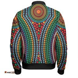 Amazing Aussie Australia Dot Painting Inspired Aboriginal Dot Color In The Aboriginal Style Bomber Jacket
