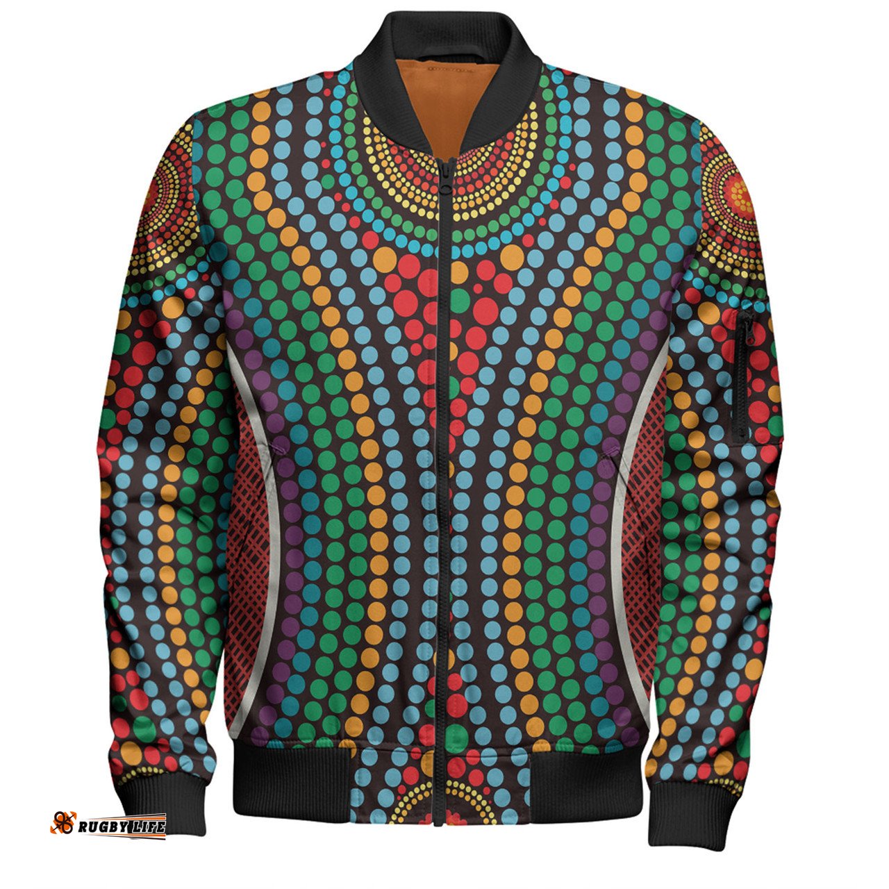 Amazing Aussie Australia Dot Painting Inspired Aboriginal Dot Color In The Aboriginal Style Bomber Jacket