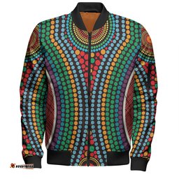 Amazing Aussie Australia Dot Painting Inspired Aboriginal Dot Color In The Aboriginal Style Bomber Jacket