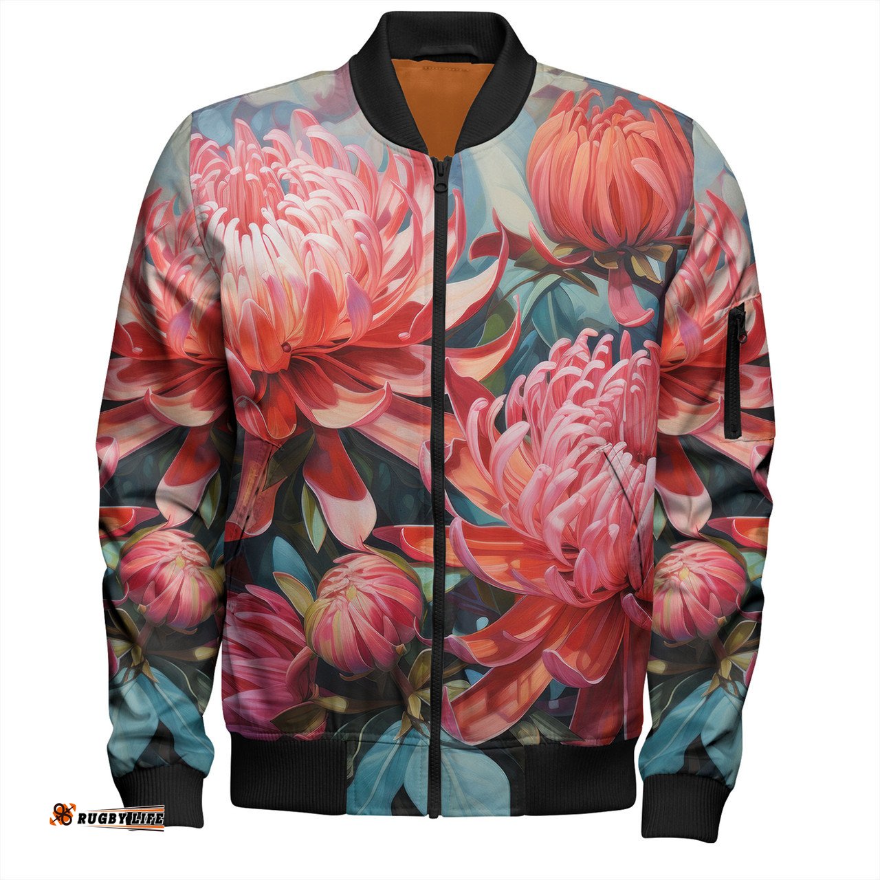 Amazing Aussie Australia Waratah Waratah Oil Painting Abstract Ver4 Bomber Jacket