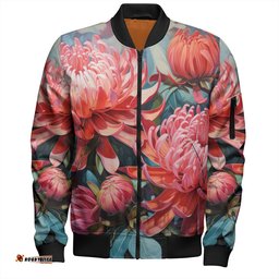 Amazing Aussie Australia Waratah Waratah Oil Painting Abstract Ver4 Bomber Jacket