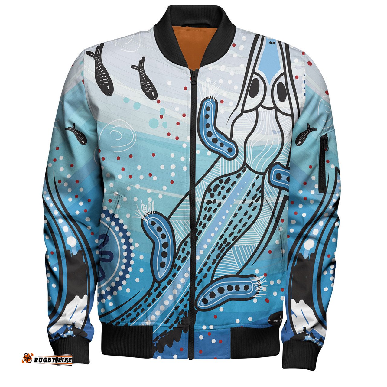 Amazing Aussie Australia Crocodile Aboriginal Dot Artwork With Crocodile Bomber Jacket