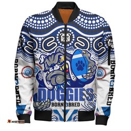 Amazing Aussie Canterbury Bankstown Bulldogs Custom Indigenous Doggies "Born & Bred" Bomber Jacket