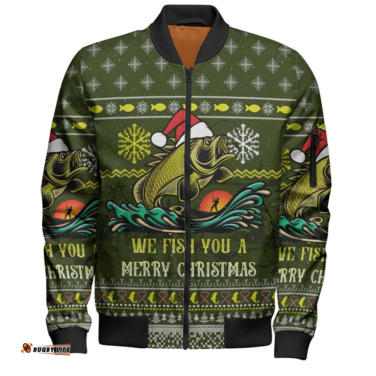 Amazing Aussie Australia Christmas Fishing Custom We Fish You A Merry Christmas Bomber Jacket