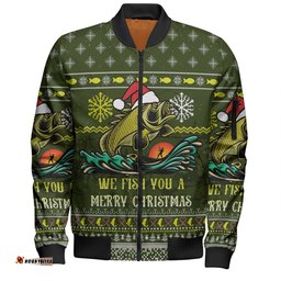 Amazing Aussie Australia Christmas Fishing Custom We Fish You A Merry Christmas Bomber Jacket