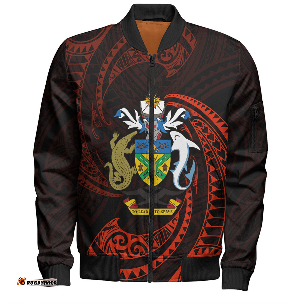 Amazing Aussie Australia South Sea Islanders Solomon Islands Red Tribal Wave Pattern Bomber Jacket