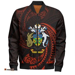 Amazing Aussie Australia South Sea Islanders Solomon Islands Red Tribal Wave Pattern Bomber Jacket