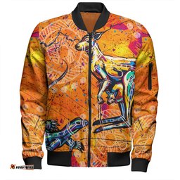Amazing Aussie Australia Kangaroo Aboriginal Australia Kangaroo And Goanna Bomber Jacket