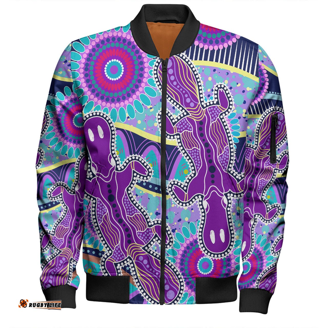 Amazing Aussie Australia Platypus Aboriginal Purple Platypus With Aboriginal Art Dot Painting Patterns Inspired Bomber Jacket