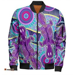 Amazing Aussie Australia Platypus Aboriginal Purple Platypus With Aboriginal Art Dot Painting Patterns Inspired Bomber Jacket