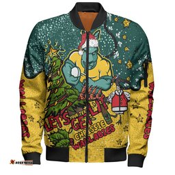 Amazing Aussie Australia Wallabies Christmas Custom Let's Get Lit Chrisse Pressie Bomber Jacket