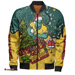 Amazing Aussie Australia Wallabies Christmas Custom Let's Get Lit Chrisse Pressie Bomber Jacket