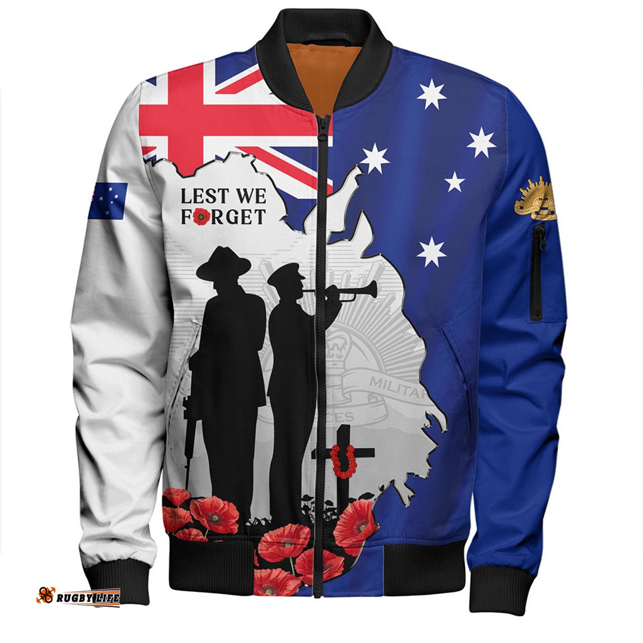 Amazing Aussie Australia On This Remembrance Day Lest We Forget In Flanders Fields Bomber Jacket