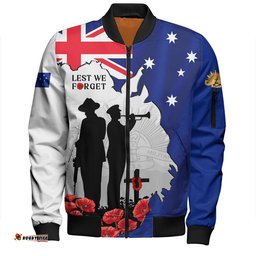 Amazing Aussie Australia On This Remembrance Day Lest We Forget In Flanders Fields Bomber Jacket