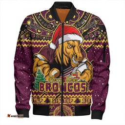 Amazing Aussie Brisbane Broncos Aboriginal Xmas Special Ugly Christmas Style Bomber Jacket