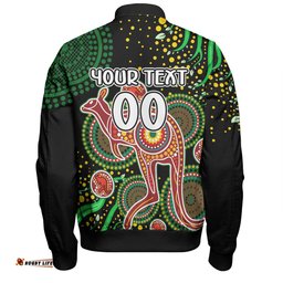 Amazing Aussie Australia Kangaroo Aboriginal Custom Aboriginal Plant With Kangaroo Colorful Art Bomber Jacket