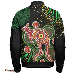 Amazing Aussie Australia Kangaroo Aboriginal Custom Aboriginal Plant With Kangaroo Colorful Art Bomber Jacket